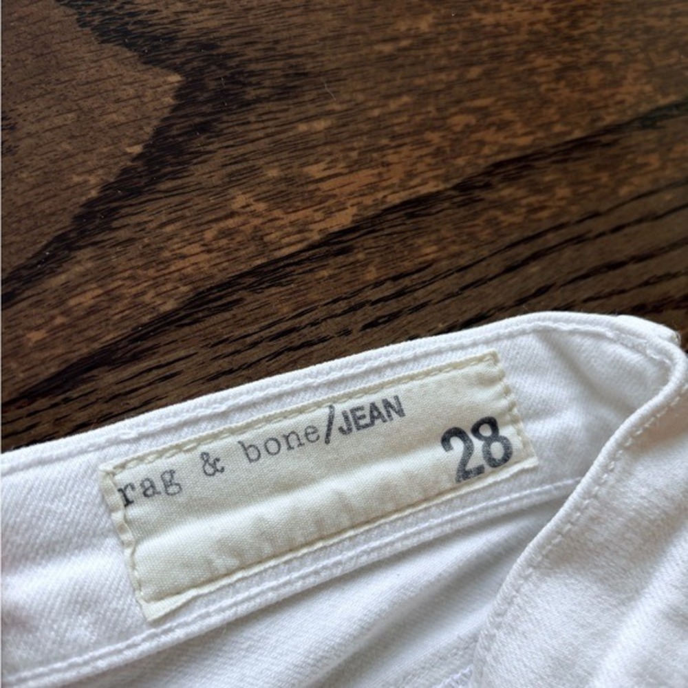 Rag & Bone Zipper Capri White Distressed Skinny Jeans Size 28 Ankle Zip - Picture 3 of 7